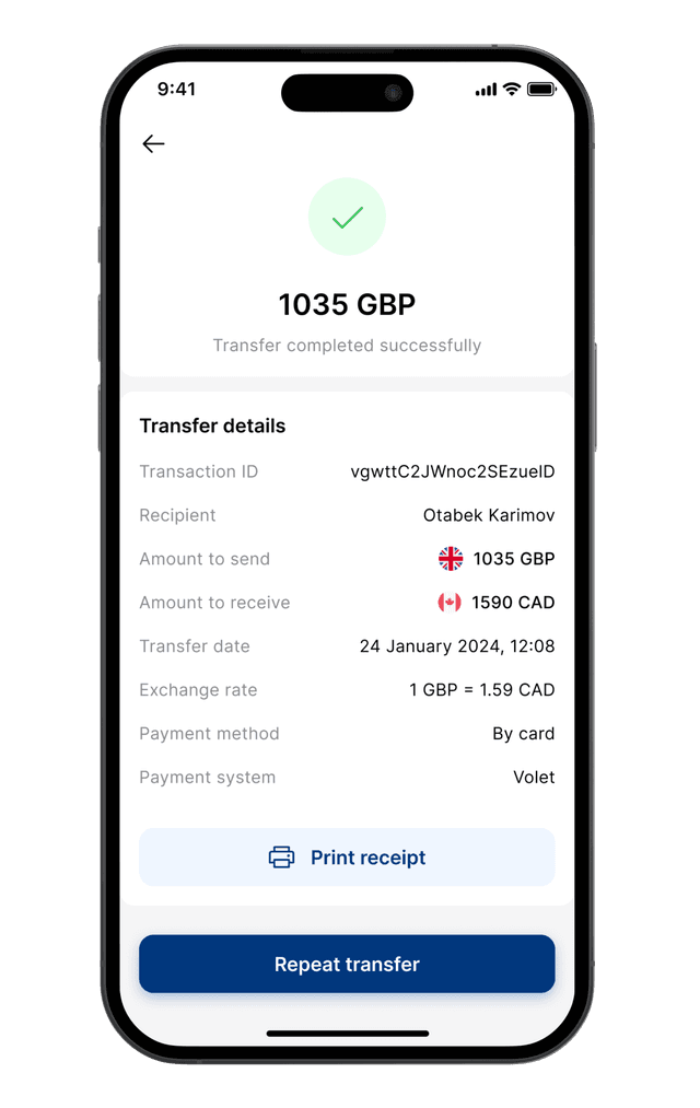 Funds delivered